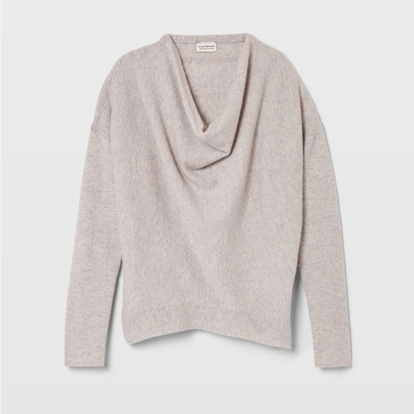 Club Monaco Cowl Neck Cashmere Sweater in Light Heather Grey, Size Large - Picture 2 of 9